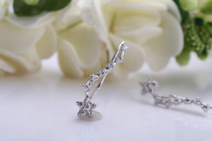 Cercei floricele argint 925 cristale zirconiu profil