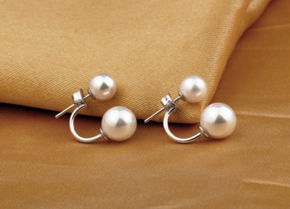 Cercei eleganti argint 925 perla dubla fata